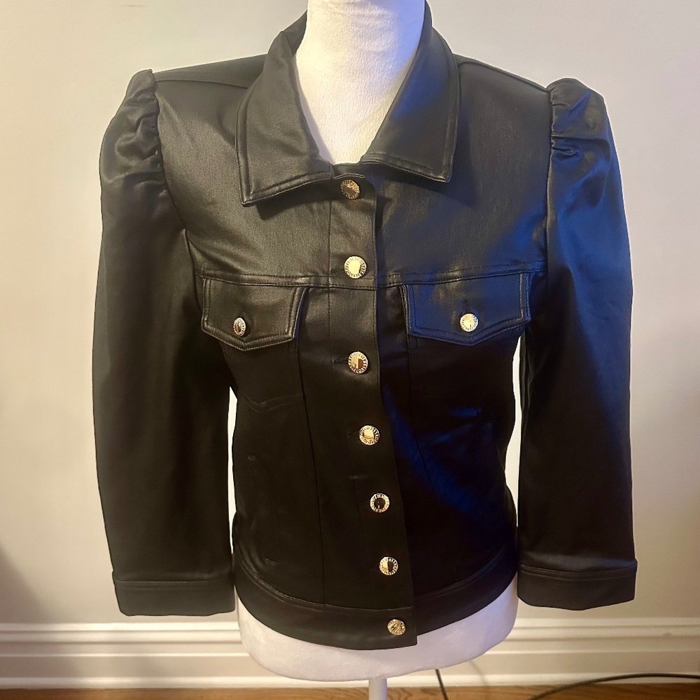 Retrofete Women's  Ada Coated Black Denim Jacket size large